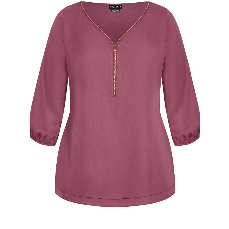 Women's Plus Size Sassy Fling Elbow Sleeve Top - roseberry | CITY CHIC, 4 of 6