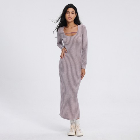 Women's Long Sleeve Rib Knit Midi Dress - Wild Fable™ : Target