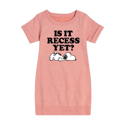 Girls' - Peanuts - Is It Recess Yet Graphic Short Sleeve Fleece Dress