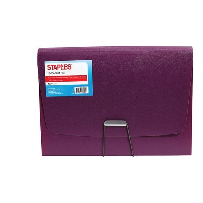 Staples Plastic 13 Pocket Reinforced Expanding Folder Letter Size Purple TR52015/52015