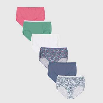 Hanes Women's 6pk Hi-Cut Underwear PP43WB - Blue/Purple/White 9