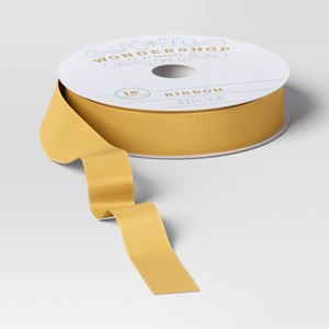 18' Christmas Fabric Ribbon Gold Satin - Wondershop™ - 1 of 3