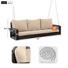 3-Person Double Strand PE Wicker Weave Porch Swing,Large Patio Swing Bench with Cushion And Chains For Backyard Poolside-Cuddlewood - 4 of 4