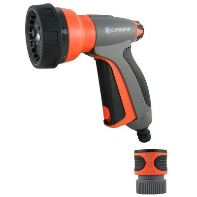 Gardena Multi Purpose 7 in 1 Metal Hose Spray Gun with Flow Control, Orange