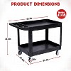 2 Tier PP Service Cart, Rolling Utility Cart Shelf with 360°Swivel Wheels, 550LBS, Storage Handle, for Warehouse/Vegetables/Cleaning, Black - 2 of 4