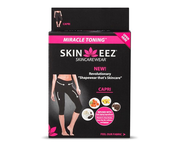 Women's SKINEEZ Skincarewear by Michelle Moran Juniors' Capri Leggings - Black L/XL