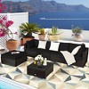 Tangkula 6PCS Rattan Patio Sectional Sofa Set Outdoor Furniture Set w/ Black Cushions - 3 of 4