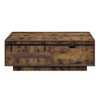 Royal Hampton 47 Inch Rustic Oak Coffee Table, Sliding Barn Door, Single Drawer - 2 of 4