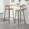 VYNXARIA Hand Woven Bar Stools with Back Set of 2 Paper Rope Round Barstools with Footrest for Kitchen Island & Dining Rooms (Black & Honey) - 3 of 4