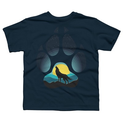 Boy's Design By Humans Wolf's paw. The wolf and the moon By ArtistDreams T-Shirt