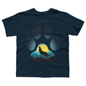 Boy's Design By Humans Wolf's paw. The wolf and the moon By ArtistDreams T-Shirt - 1 of 3