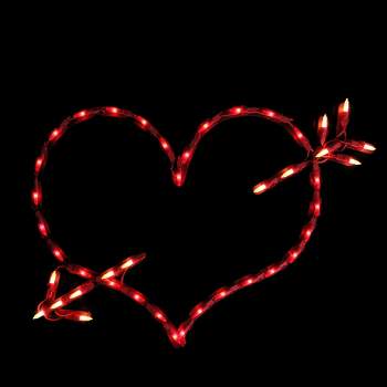 Northlight Lighted Heart and Arrow Valentine's Day Window Silhouette - 17" - Red