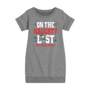 Girls' - SpongeBob SquarePants - Plankton Naughty List Graphic Short Sleeve Fleece Dress - 1 of 4