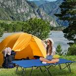 Outsunny Portable Two Person Double Folding Camping Cot for Adults