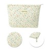 Unique Bargains Quilted Flowers Makeup Bag Red Green 1 Pc - 4 of 4