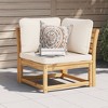 vidaXL Patio Sofa Corner - Cushions Outdoor Furniture - Acacia Wood - 28.7"x28.7"x25.6" - Cream White - 2 of 4