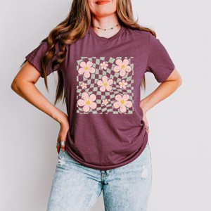 Simply Sage Market Wavy Checkered Flowers Short Sleeve Tee - 1 of 4