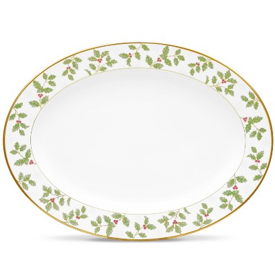 Noritake Holly and Berry Gold Large Oval Serving Platter