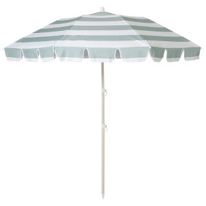 Sunnylife Compact Beach Umbrella La Palma Sage Stripe - UPF50 Shade, 66"x66"x78" - 1 of 4