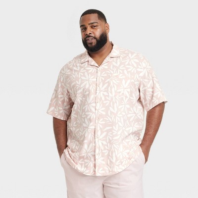 Men's Big & Tall Vacay Short Sleeve Challis Camp Shirt - Goodfellow & Co™ Pink 3XLT