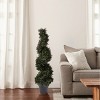 Nature Spring Faux Spiral Cypress Potted Topiary - 4' - 2 of 4