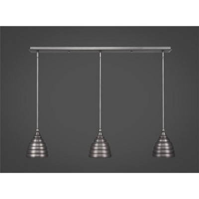 Toltec Lighting Any 3 - Light Chandelier in  Brushed Nickel with 7" Brushed Nickel Beehive Metal Shade Shade