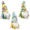 Northlight Mini Plush Floral Spring Gnomes - 7" - Blue, Yellow and Green - Set of 3 - 3 of 4