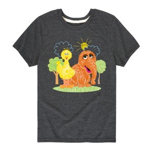Boys' - Sesame Street - Scribble Big Bird Snuffleupagus Short Sleeve Graphic T-Shirt - 1 of 4