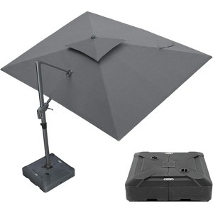 PURPLE LEAF Outdoor Cantilever Umbrella with Base Large Patio Umbrella Windproof Heavy Duty Hanging Offset Umbrella for Garden Outdoor Pool - 1 of 4