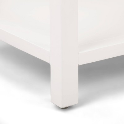 Contemporary White Wood and Brass Accent Side Table with Storage