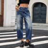 Coolmee Women's Barrel Jeans Trendy High Waisted Wide Leg Baggy Relax Fit Stretch Denim Trouser Ankle Pants - 2 of 4