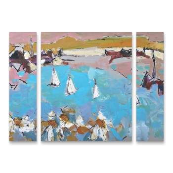 Trademark Fine Art Per Anders Daisies and Sails 3 Piece Panel Set Art