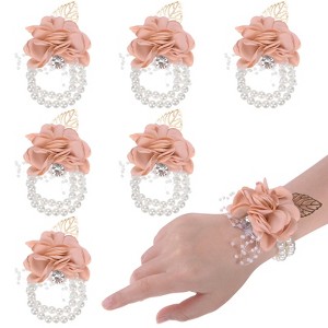 Unique Bargains Artificial Floral Decorative Wrist Corsage Bracelet Rose 6 Pcs - 1 of 4