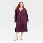 Women's Long Sleeve Embroidered A-Line Dress - Knox Rose™