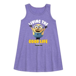 Girls' - Despicable Me Minions - Living The Good Life Graphic Sleeveless Aline Dress - 1 of 3