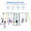 Swing Sets For Backyard, Metal A-Frame Swing Set With Saucer Swing, Belt Swing, Climbing Rope, Climbing Ladder, See Saw - 3 of 4