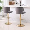 Retro Velvet Bar Stool Set of 2 | 360° Swivel & Height Adjustable Stools w/ Gold Metal Frame - Kitchen, Cafe, Bar - 2 of 4