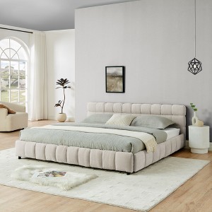 Sapphtopaz King Size Chenille Upholstered Solid Bed Frame, with Headboard & Storage Drawer for Spacious Master Bedrooms, Adults - 1 of 4