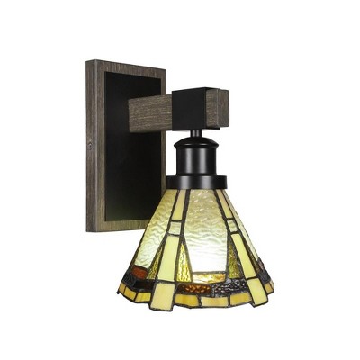 Toltec Lighting Tacoma 1 - Light Sconce in  Black/Painted Wood with 7" Zion Art Glass Shade