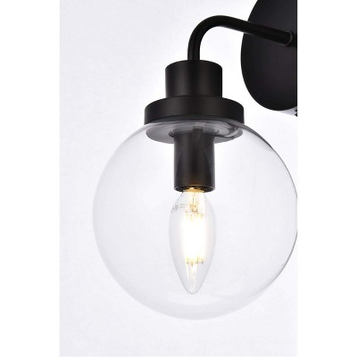 Hanson Black and Clear Glass 1-Light Wall Sconce