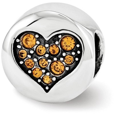 Black Bow Jewelry Sterling Silver with Crystals Nov Golden Heart Balance Bead Charm