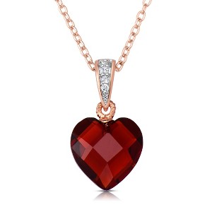 Guili Sterling Silver Rose Plated Green CZ Heart-shape Necklace in White, Green, Red, or Blue, Sweet & Romantic for a Fresh, Vibrant Look. - 1 of 3
