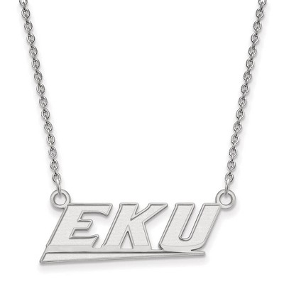 Black Bow Jewelry 10k White Gold Eastern Kentucky Colonels NCAA Necklace 18 Inch