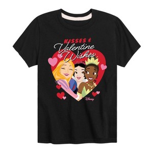 Girls' - Disney Princess - Kisses and Valentine Wishes Short Sleeve Graphic T-Shirt - 1 of 4