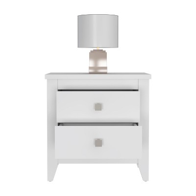 Vynxaria Nightstand - 2 Drawers, 2 Shelves, 4 Modern Legs, Sturdy Construction, Easy Assembly