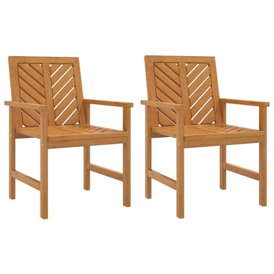 vidaXL – Solid Acacia Wood Patio Dining Chairs with Distinctive Diagonal Slat Pattern