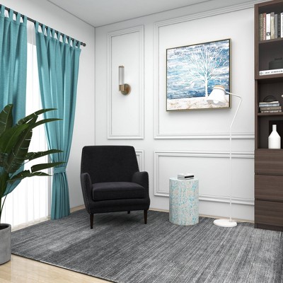 Elegant Blue Mother of Pearl 13" Round Wood Accent Table