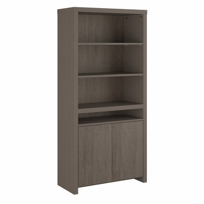 65.98" Bristol Tall 6 Shelf Bookcase with Doors Restored Gray - Bush Furniture