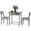 HOMCOM 3-Piece Small Dining Table Set, Kitchen Table and Chairs with Built-in Storage Rack and Steel Frame - image 4 of 4