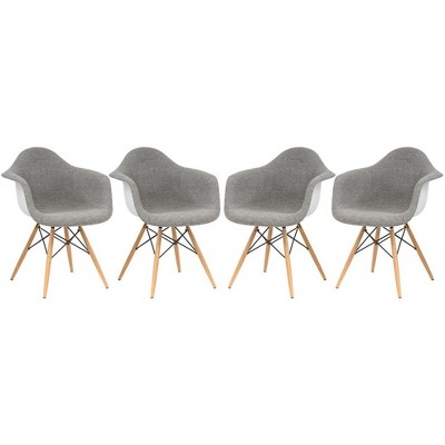 LeisureMod Willow Fabric Eiffel Accent Chair with Ash Wood Legs Set of 4